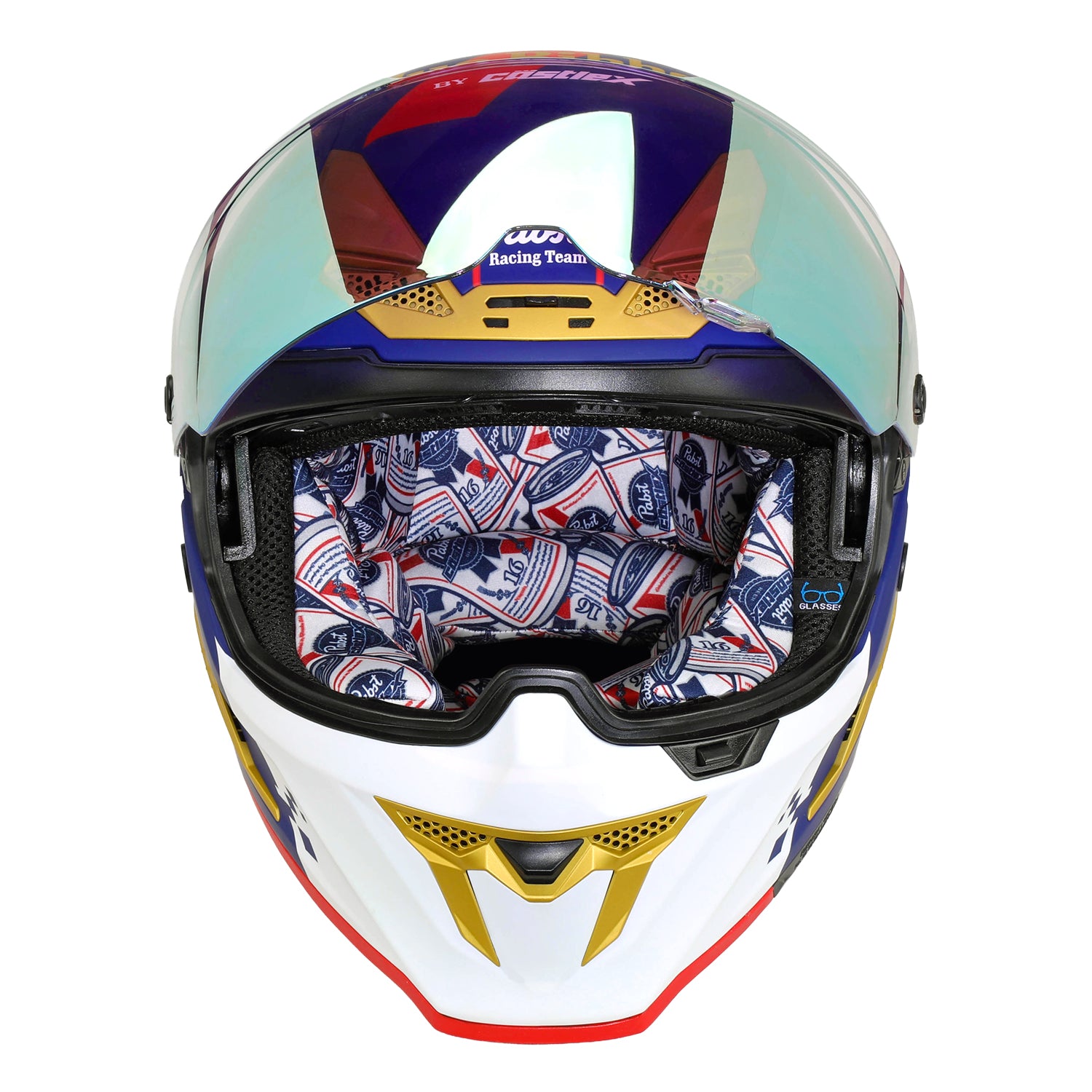 チタノタ 姫厳竜 Pabst Blue Ribbon Pabst Blue Ribbon CX510 Motorcycle Helmet – House of Harley®