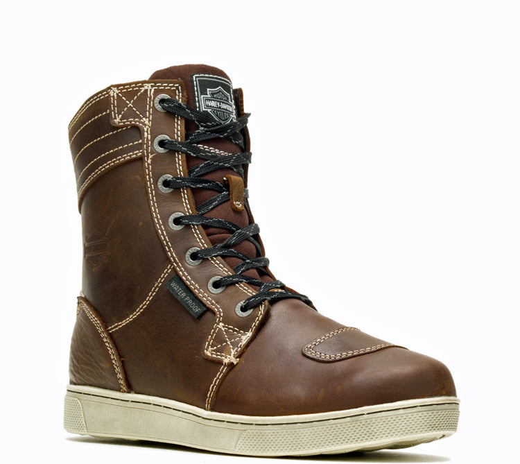HARLEY-DAVIDSON® FOOTWEAR Men's Steinman Hi Motorcycle Riding Sneakers | Brown | Ankle Protection | Second Pair of Laces