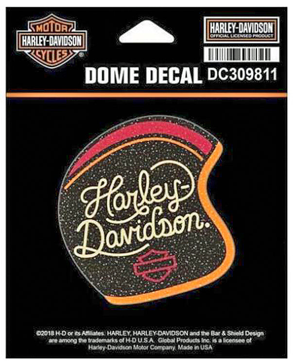 Harley-Davidson® Candy Custom Helmet-Shaped Decal | Red Black Orange | Glitter | X-Small