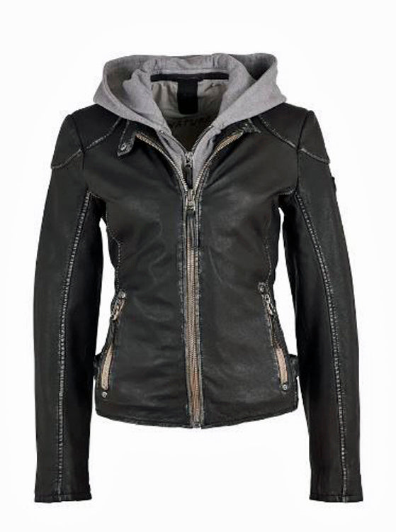 
                  
                    Mauritius® Women's Finja Leather Jacket | Zip-Out Hood/Placket Detail
                  
                