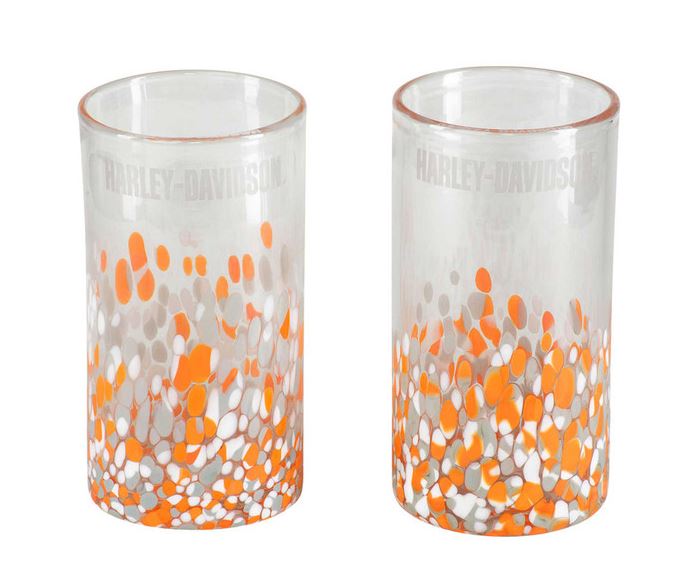 Harley-Davidson® Confetti Highball Set | Clear-Orange Confetti