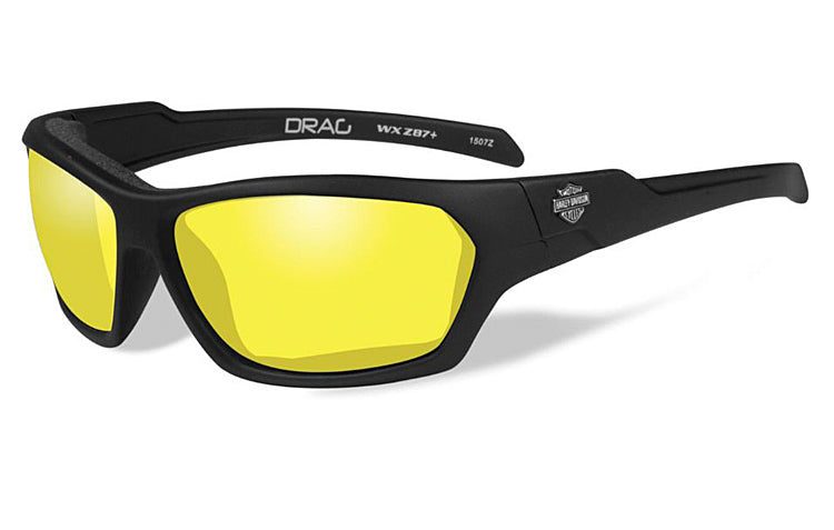 Harley-Davidson® Men's Wiley X® Drag Sunglasses | Yellow Lenses | Matte Black Frames