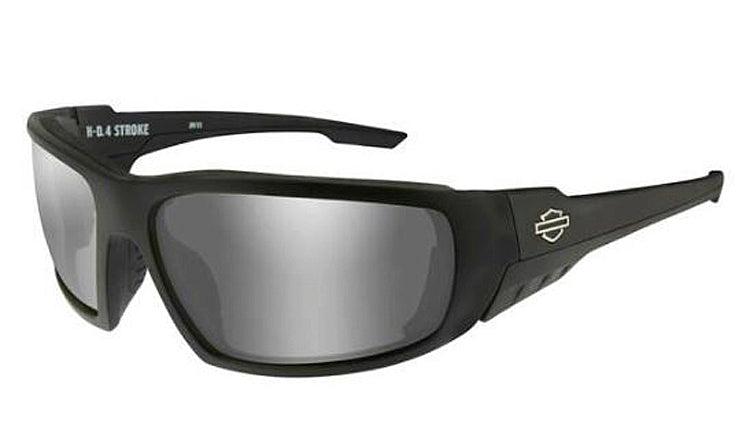Harley-Davidson® Men's Wiley X® 4 Stroke Sunglasses | Silver Flash Lenses With Smoke Grey Base | Matte Black Frames