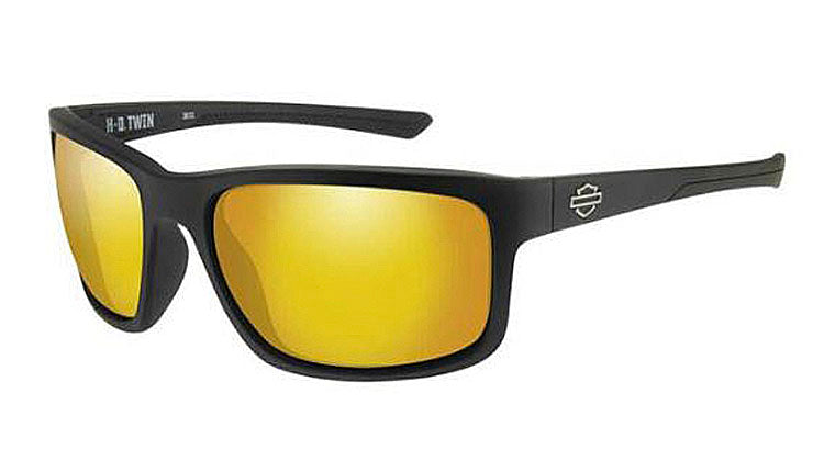 Harley-Davidson® Men's Wiley X® Twin Sunglasses | Orange Mirror Lenses With Amber Base | Matte Black Frames