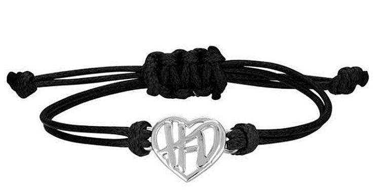 Harley-Davidson® Women's Heart Bracelet | Black Waxed Cord