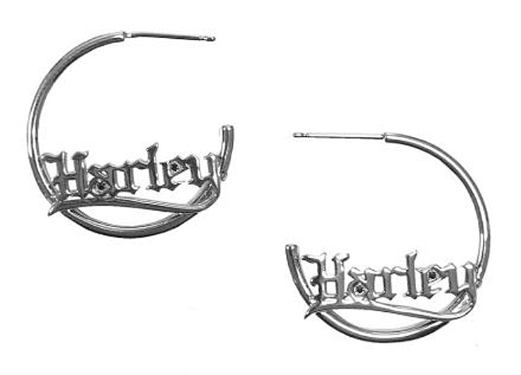 Harley-Davidson® Women's Old English Harley® Hoop Earrings | Butterfly-Back