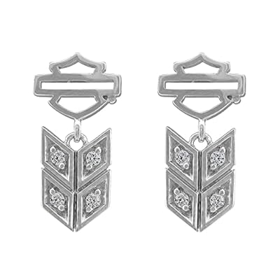 Harley-Davidson® Women's Bling Insignia Bar & Shield® Post Drop Earrings