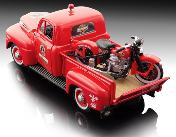 
                  
                    1:24 Die-Cast Vehicle Model Red and Black1948 Ford F-1 Fire Fighter Pickup & 1936 FL Knucklehead Harley-Davidson® | Collectible Maisto®
                  
                