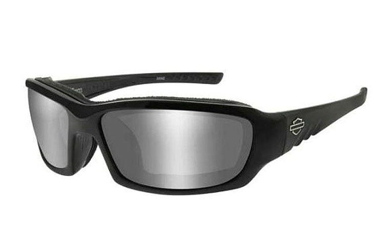 Harley-Davidson® Men's Wiley X® Gem Sunglasses | Silver Flash Lenses With Smoke Grey Base | Gloss Black Frame