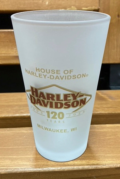 House of Harley-Davidson® Custom Frosted Pint Glass | Celebrating 120 Years | Sold Individually
