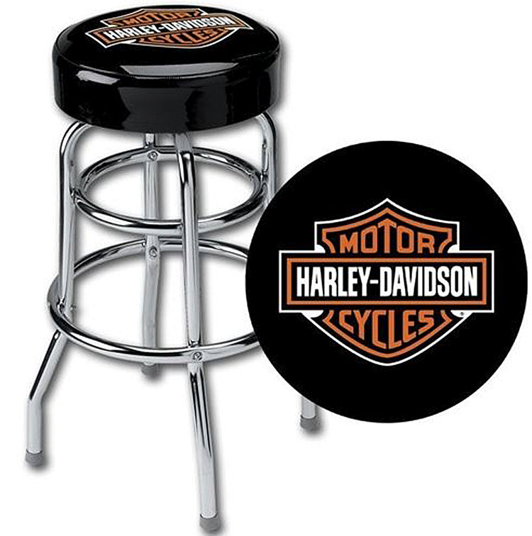 Harley-Davidson® Bar & Shield® Logo Black 30" Bar Stool | Chrome Legs
