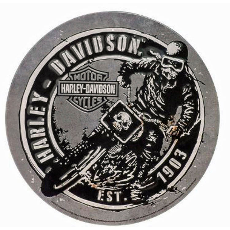 Harley Davidson® Round Dirt Track Racer Tin Sign | Distressed