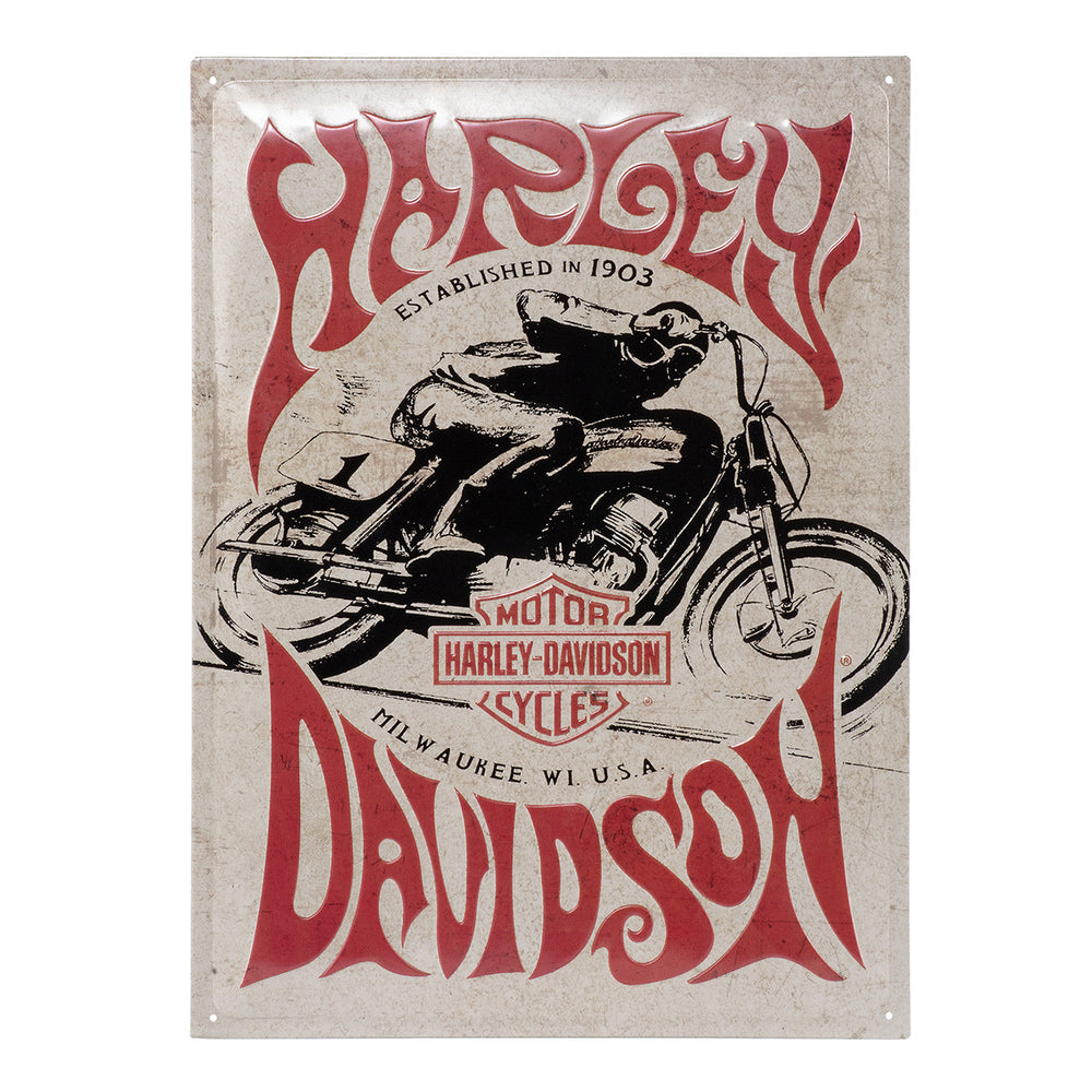 Harley Davidson® 1970's Racer Tin Sign | Arched Center