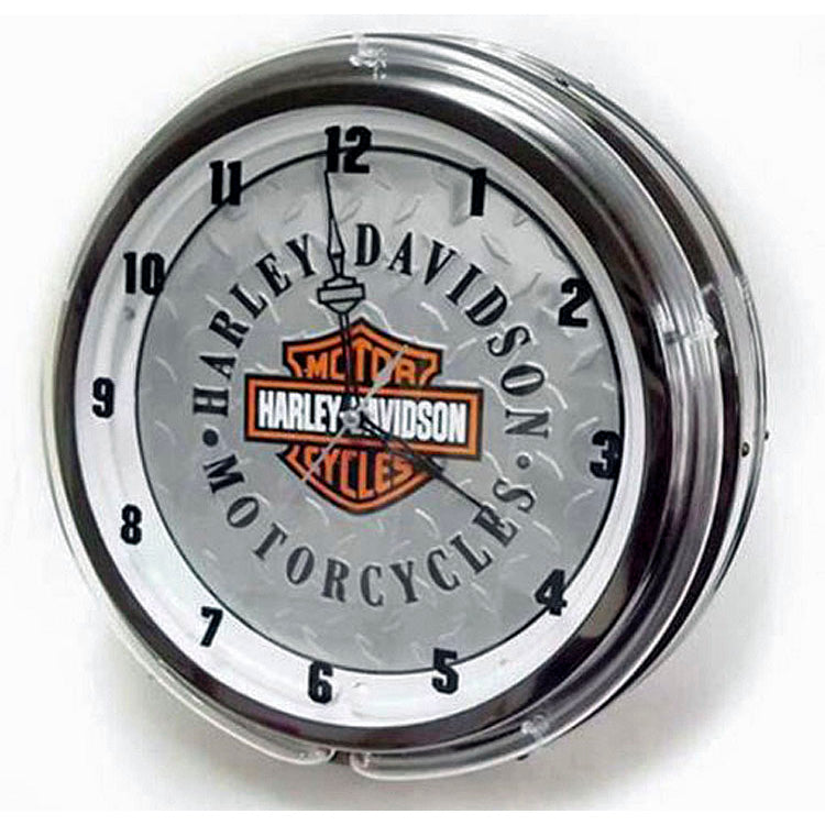 
                  
                    Harley-Davidson® Bar & Shield® Neon Clock | Diamond-Plate Pattern Face | Two Neon Sources
                  
                