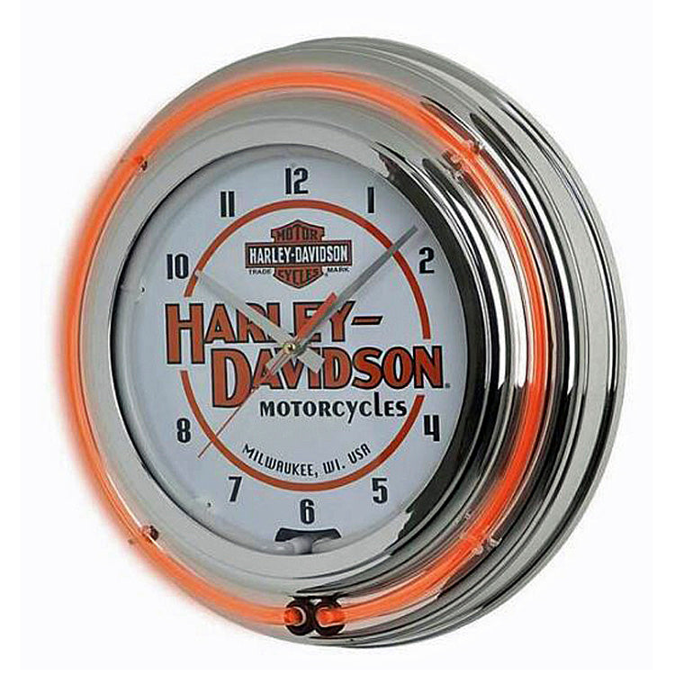 Harley-Davidson® Double Neon Wall Clock | Long Bar & Shield® Trademark Logo