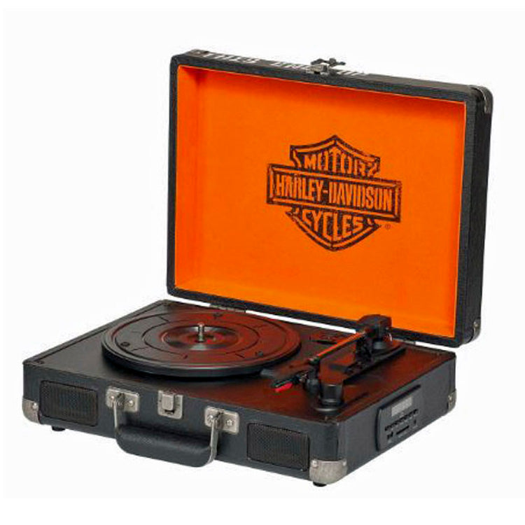 Harley Davidson® Bar & Shield® Portable Record Player | Three Speeds