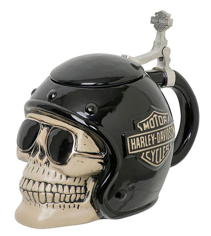 Harley-Davidson® Skull Rider Sculpted Ceramic Stein | Black Helmet | Bar & Shield® Logo