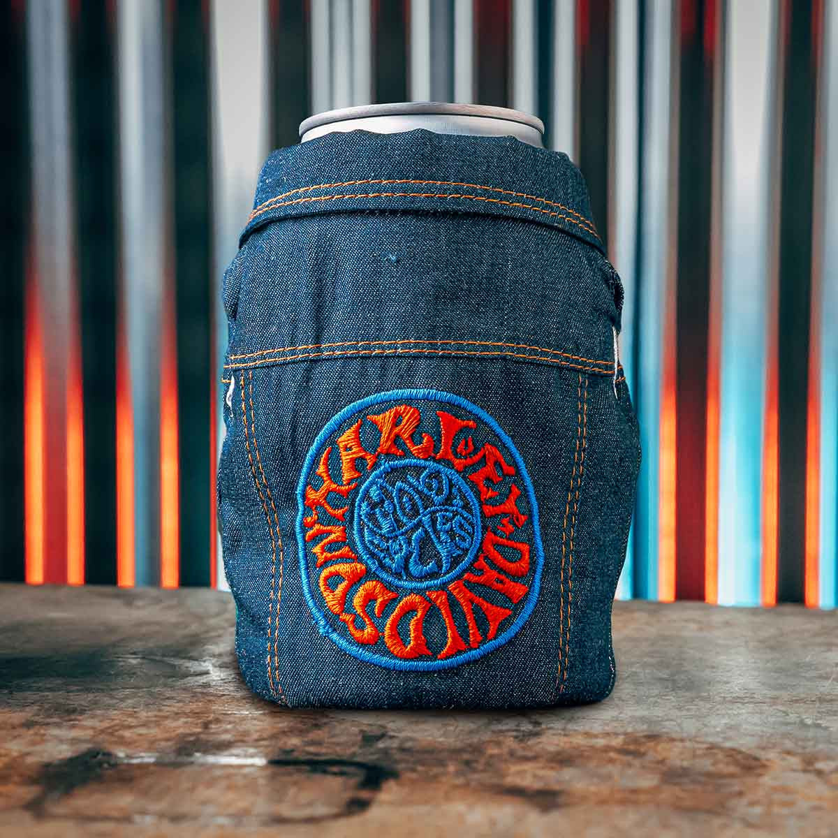 
                  
                    Harley-Davidson® 1970's Psychedelic Denim Can Cooler
                  
                