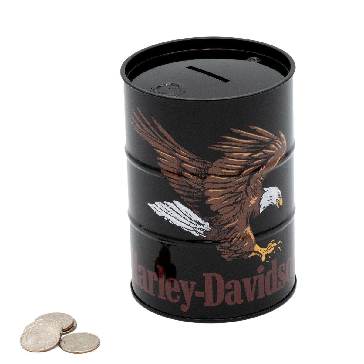 Harley-Davidson® Swooping Eagle Tin Bank - Gloss Black | House of
