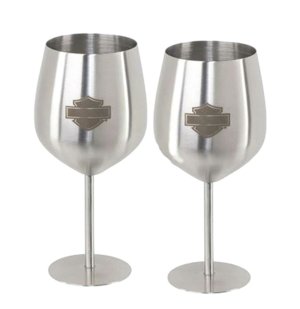 Harley-Davidson® Wine Glass Set | Stainless Steel | Set Of Two