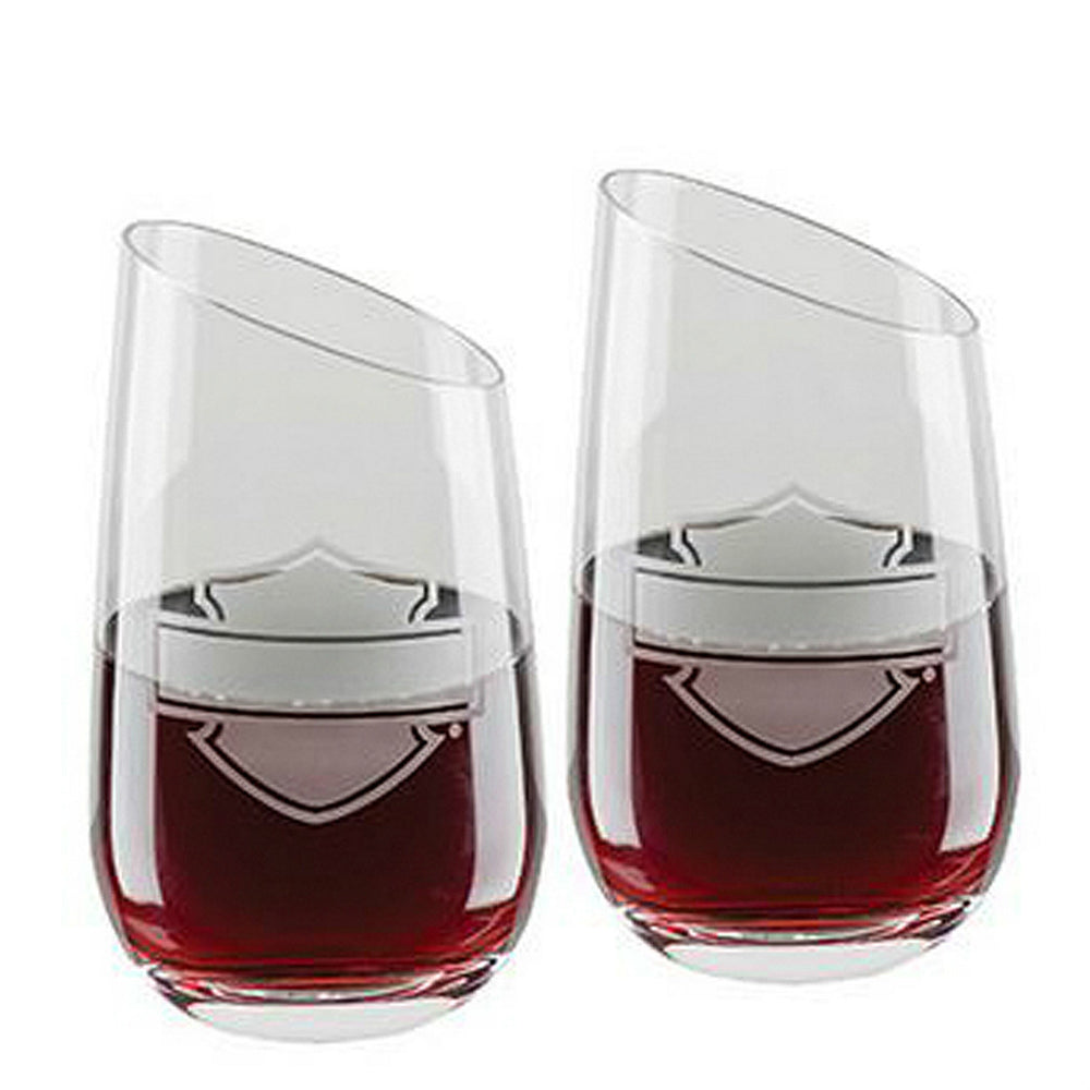 Harley Davidson® Bar And Shield® Stemless Wine Glass Set Set Of Two House Of Harley®