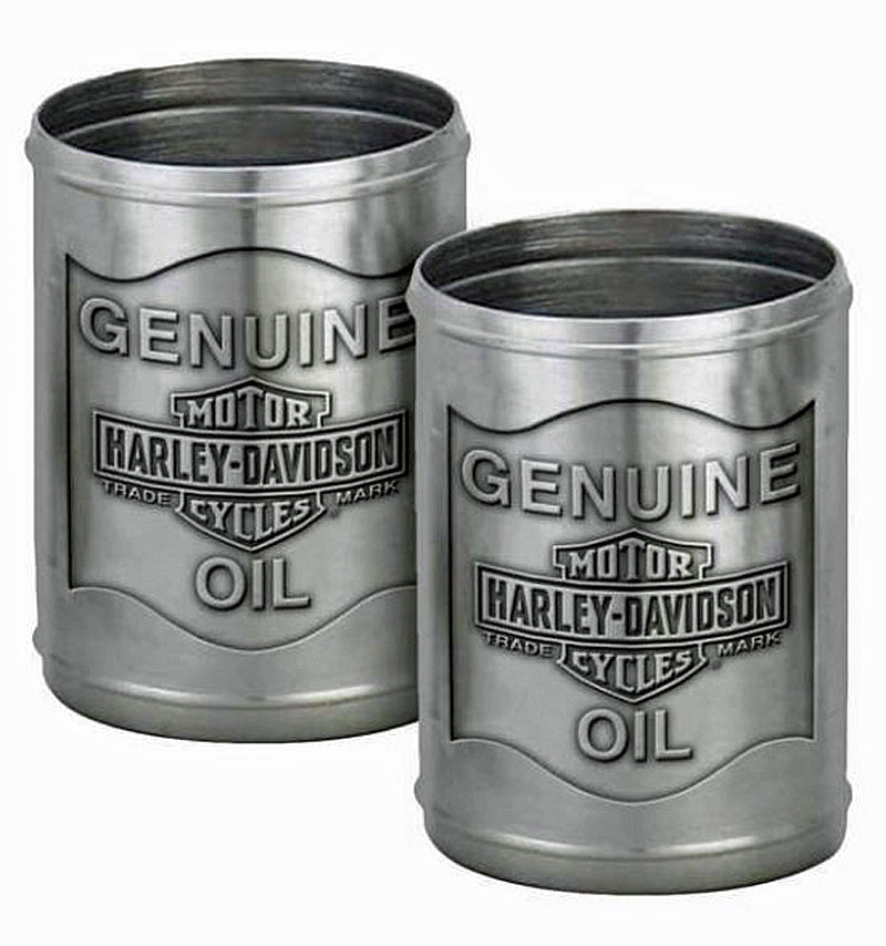 Harley-Davidson® Pewter Oil Can Shot Glass Set | Custom Tooled | Stainless Steel Liner | Set Of Two