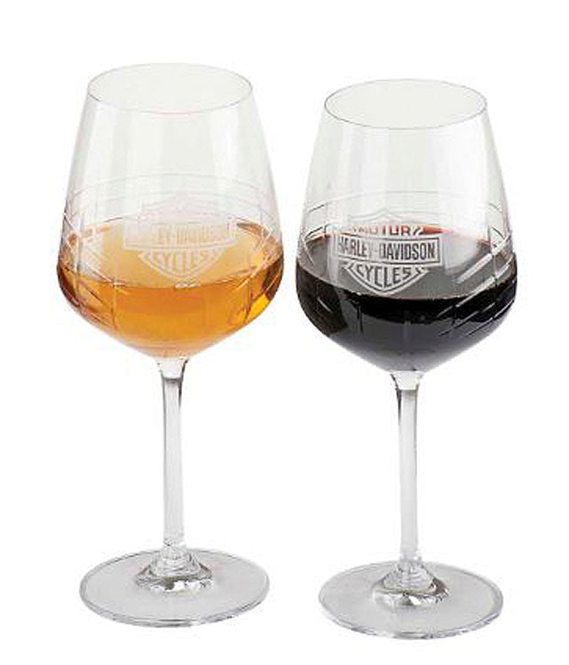 Harley-Davidson® Crystal Wine Glass Set | Set of Two Glasses