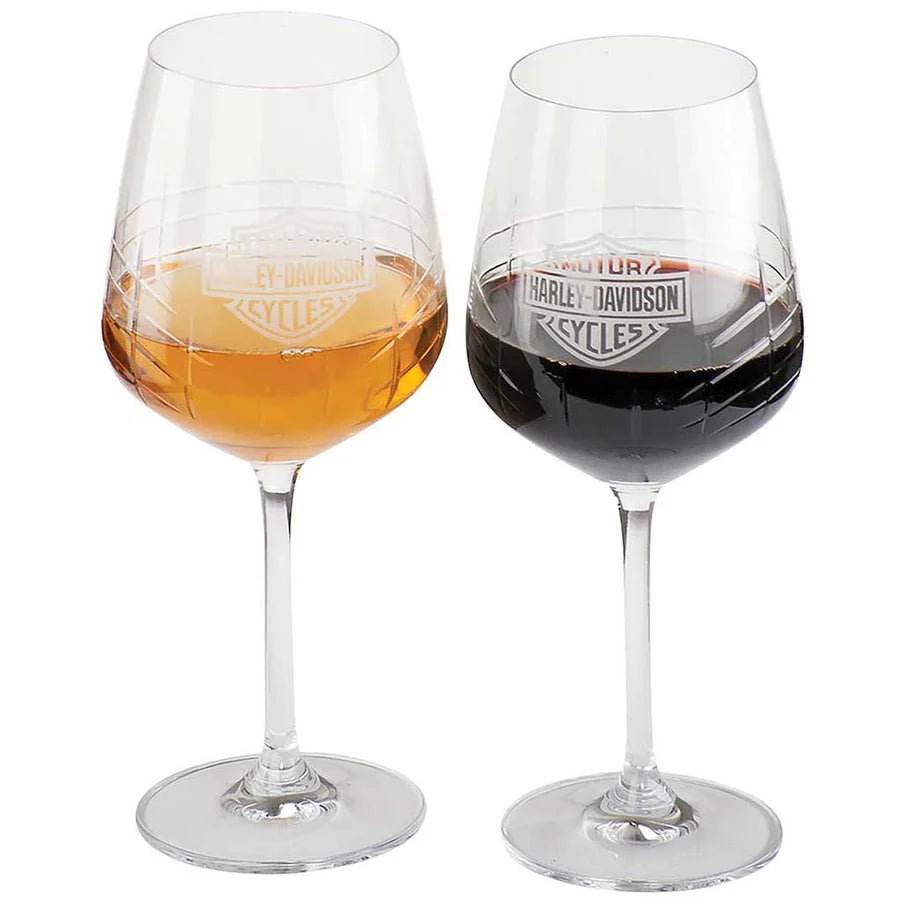 Harley-Davidson® Crystal Wine Glass Set | Set of Two Glasses