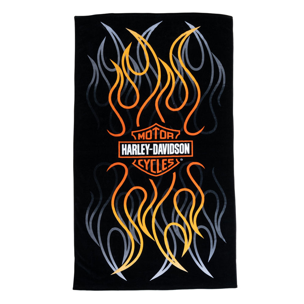 Harley-Davidson® Bar & Shield® Flames Beach Towel