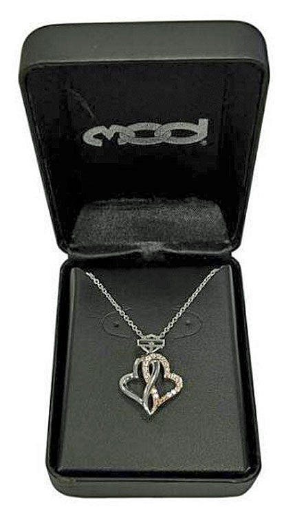 
                  
                    Harley-Davidson® Women's Bling Infinity Hearts Necklace | White and Rose Gold Tone | Clear Crystal Embellished
                  
                