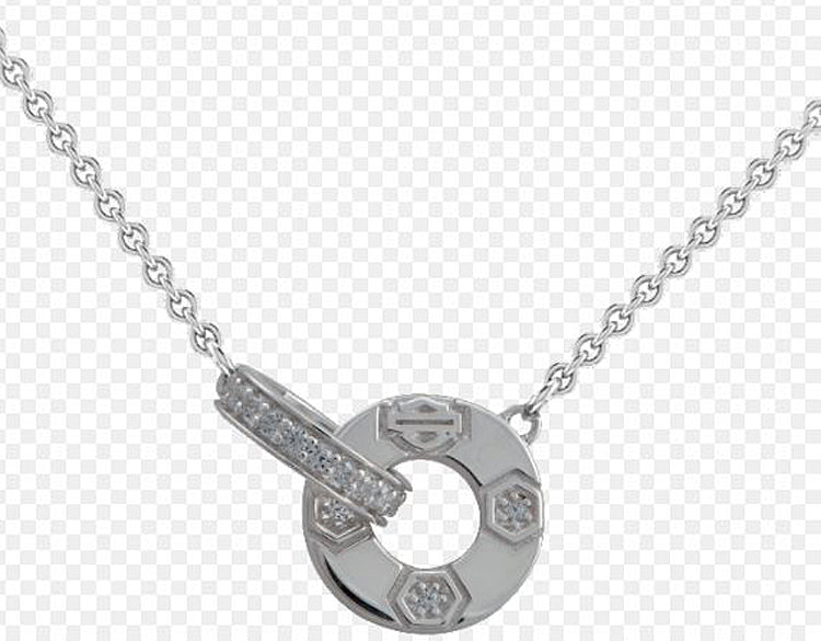 Harley-Davidson® Women's Cirque Collection Interlock Necklace | Bar & Shield®
