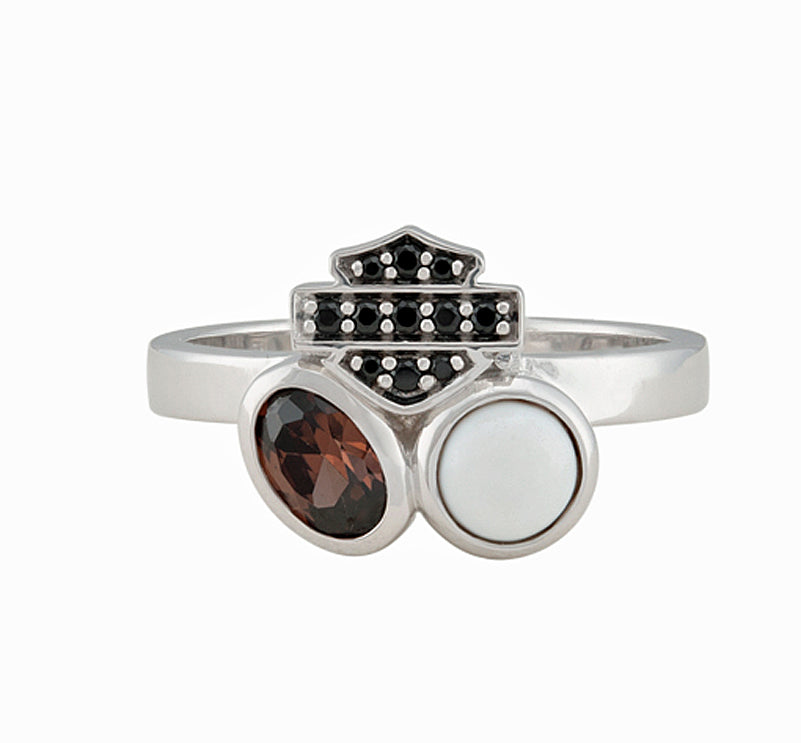 Harley-Davidson® Women's Two Stone Cluster Bar & Shield® Ring