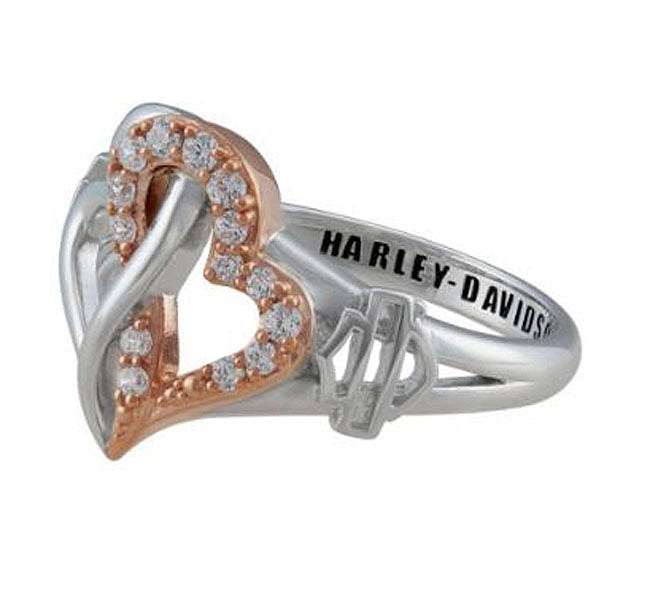 
                  
                    Harley-Davidson® Women's Bling Infinity Hearts Ring | White and Rose Gold Tone | Clear Crystal Embellished
                  
                