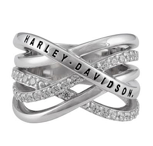 Harley-Davidson® Women's Twisted Bling Tapered Band Ring