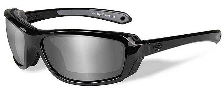 Harley-Davidson® Men's Rage-X Sunglasses | PPZ™ Silver Flash Lenses With Smoke Grey Base | Gloss Black Frames