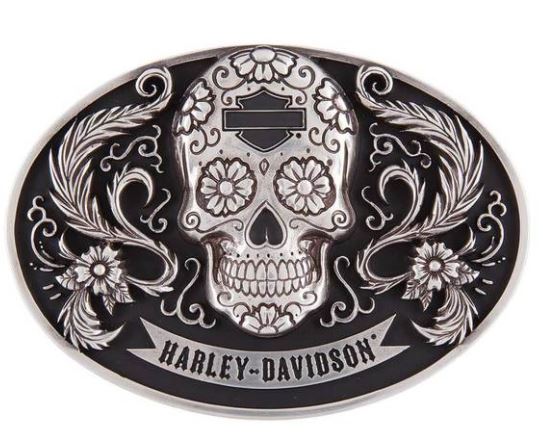 Harley-Davidson® Women's Vida Skull Belt Buckle | Polished Silver Tone