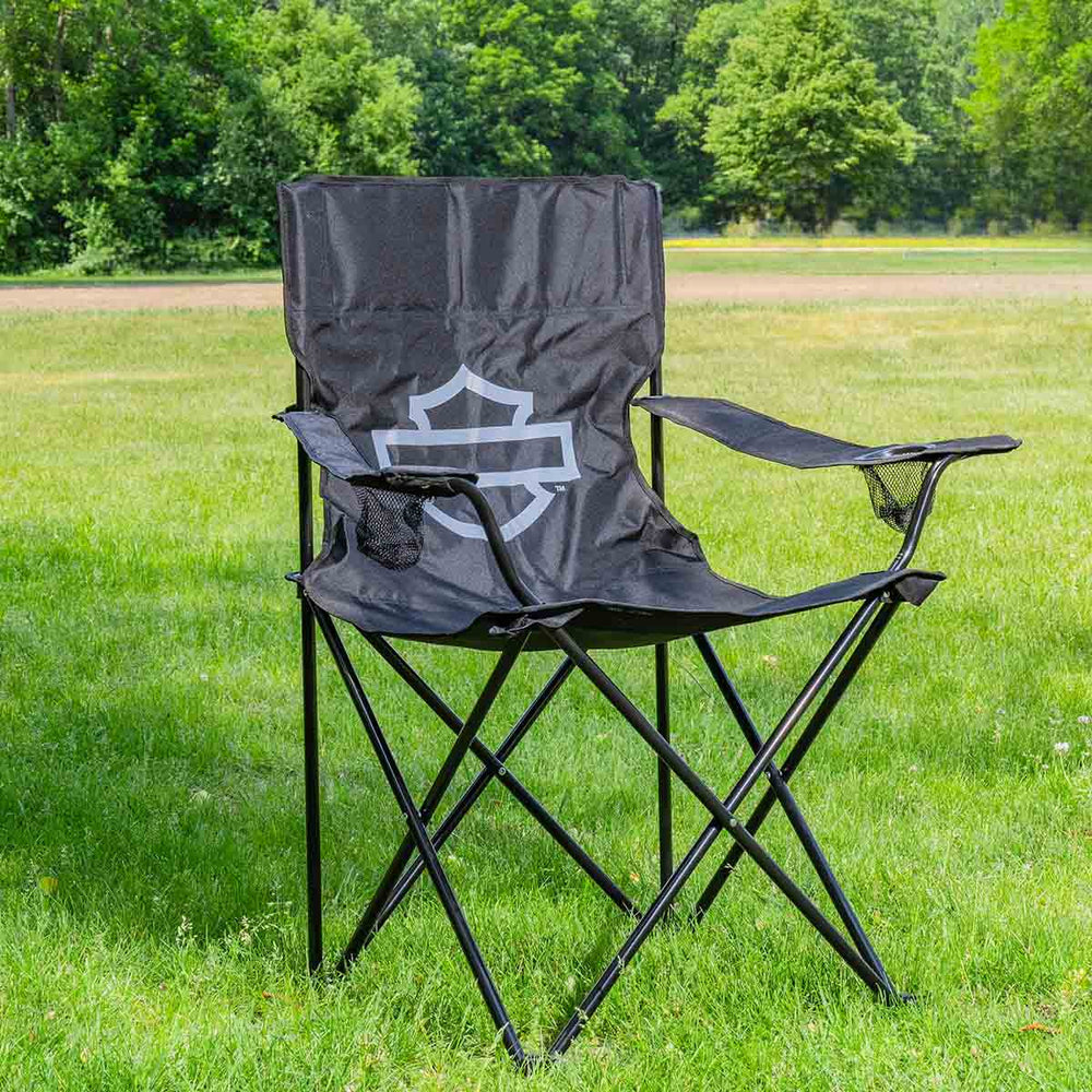 
                  
                    Harley-Davidson® Deluxe Open Bar & Shield® Folding Chair | Includes Cup Holder
                  
                