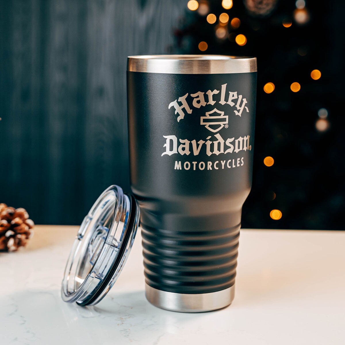 
                  
                    Harley-Davidson® Old English Travel Tumbler
                  
                