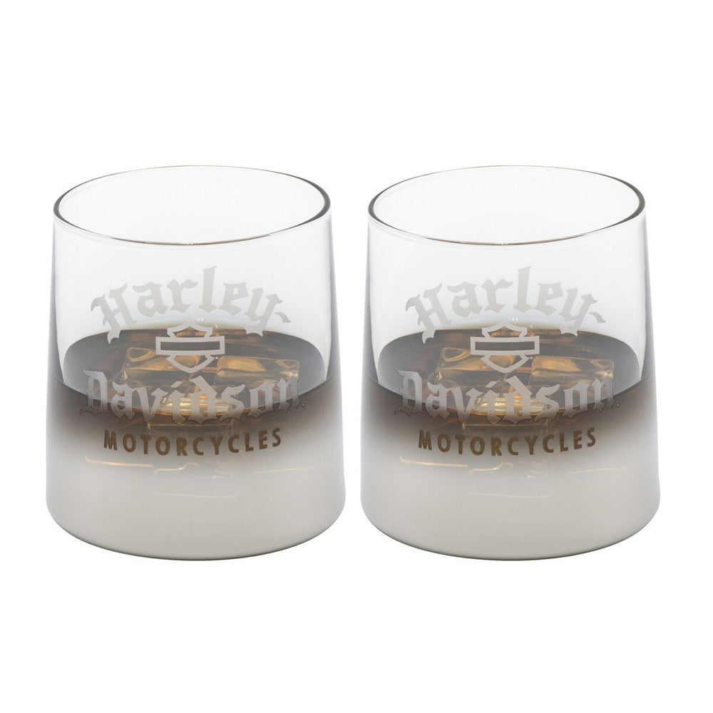 Harley-Davidson® Silver Ombre Rocks Glass Set | Set Of Two