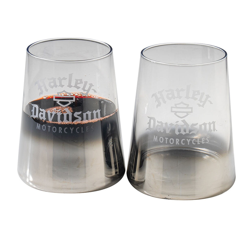 Harley-Davidson® Silver Ombre Stemless Wine Glass Set | Set Of Two