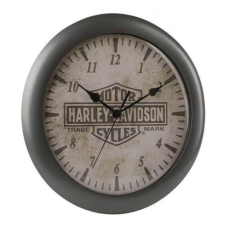 Harley-Davidson® Long Bar & Shield® Trademark Logo Clock | Antiqued Face