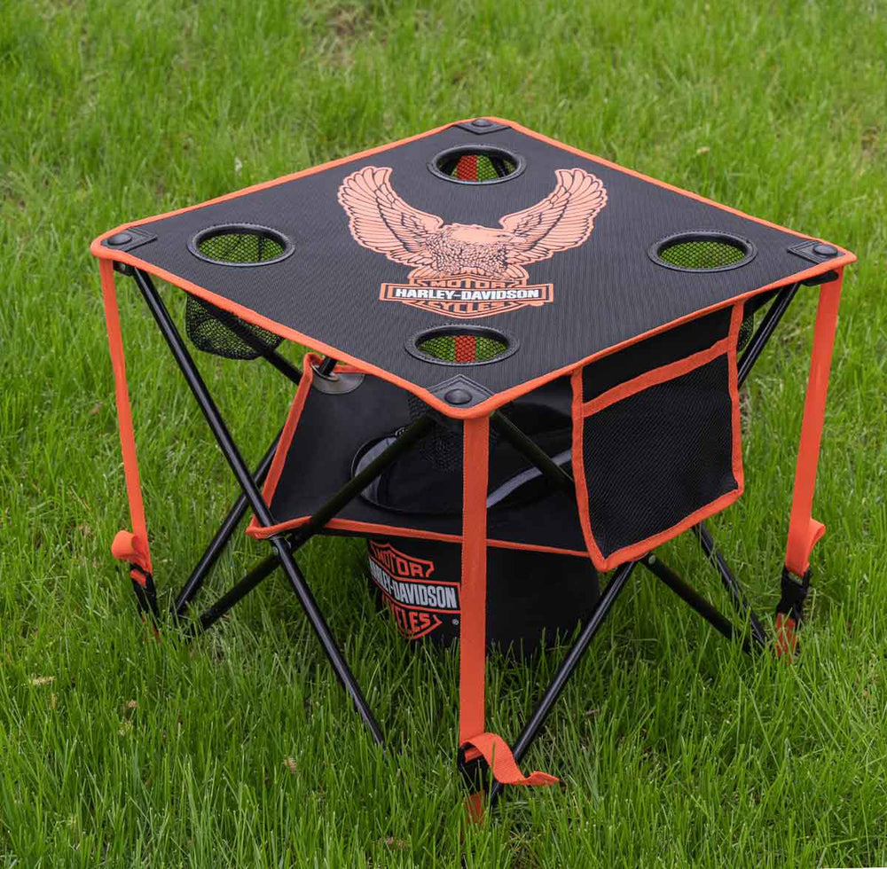 
                  
                    Harley-Davidson® Bar & Shield® Eagle Folding Table | Includes Cup Holders
                  
                