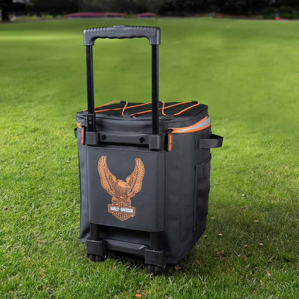 Harley-Davidson Embossed Bar & Shield Eagle Soft-Sided Cooler - Holds 24 Cans, Leak-Proof, Black