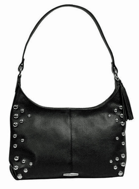 
                  
                    Harley-Davidson® Women's Heavy Metal Hobo Handbag | Black | Dome Stud Embellishments
                  
                