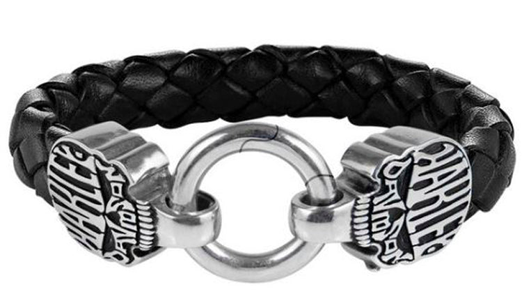 Harley-Davidson® Men's Calavera Skull Leather Bracelet | Two Sizes