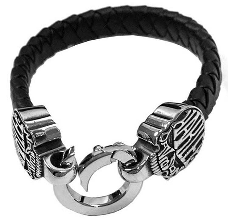 
                  
                    Harley-Davidson® Men's Calavera Skull Leather Bracelet | Two Sizes
                  
                