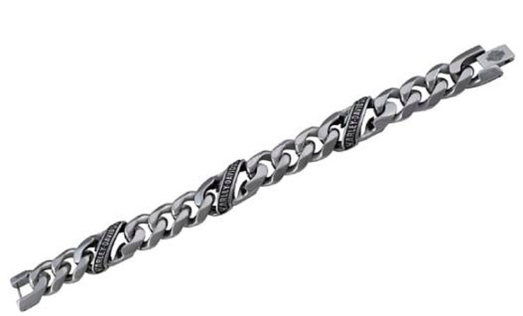 Harley-Davidson® Men's Banner Curb Link Signature Bracelet | Two Sizes
