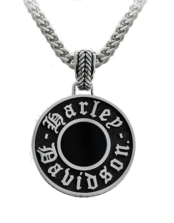 Harley-Davidson® Men's Black Onyx Circle Necklace | Two Sizes
