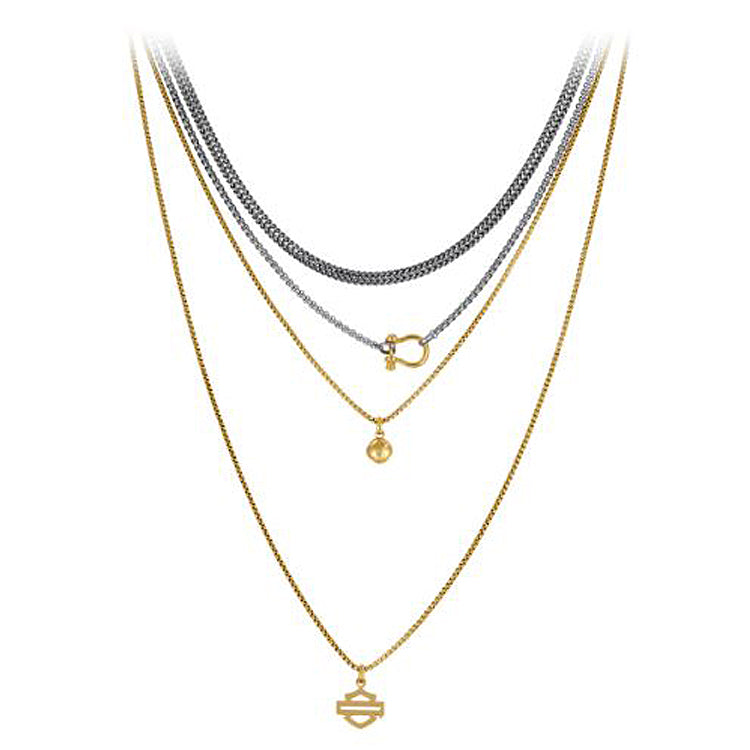 Harley-Davidson® Women's Layers Two-Tone Layering Necklace | Four Tiers