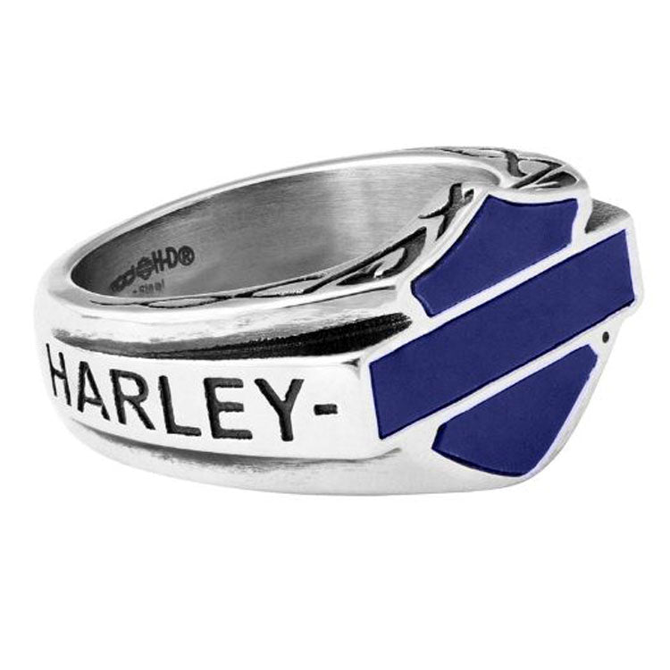 
                  
                    Harley-Davidson® Men's Small Blue Celtic Signet Ring | Enamel Bar & Shield® Silhouette
                  
                
